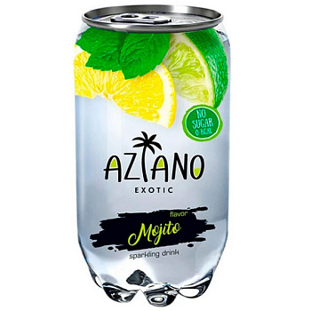 Напиток Aziano со вкусом Мохито 0.35 литра, слабогазированный, пэт, 12 шт. в уп.