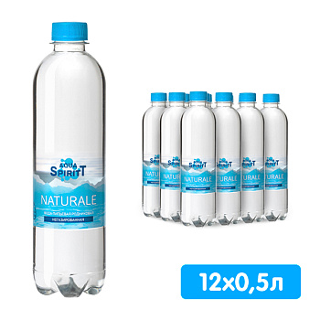 Вода Aqua SpiritT Naturale 0.5 литра, без газа, пэт, 12 шт. в уп.