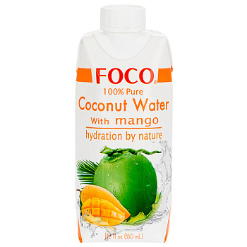 Кокосовая вода с манго Foco 0.33 литра, без газа, тетра-пак, 12 шт. в уп.