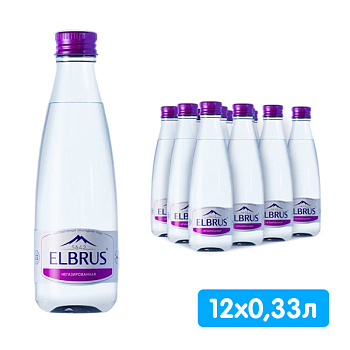 Вода Эльбрус 0.33 литра, без газа, стекло, 12 шт. в уп.