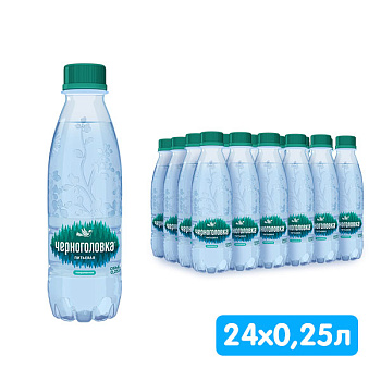 Вода Черноголовка питьевая 0.25 литра, газ, пэт, 24 шт. в уп.
