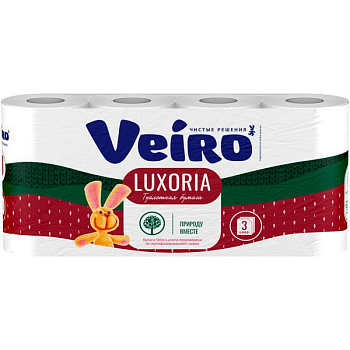 Туалетная Бумага Veiro Luxoria белая 3 слоя (8 шт)