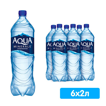 Вода Аква Минерале 2 литра, газ, пэт, 6 шт. в уп.
