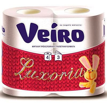 Туалетная Бумага Veiro Luxoria белая 3 слоя (4шт)