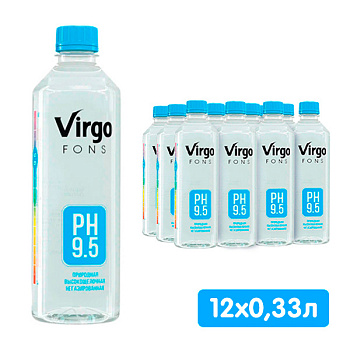 Вода минеральная Virgo fons 0.33 литра, без газа, пэт, 12 шт. в уп.
