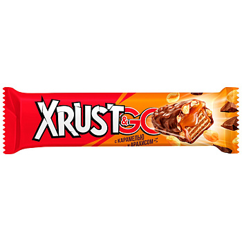 Батончик вафельный Xrust&Go с арахисом и карамелью 30 гр