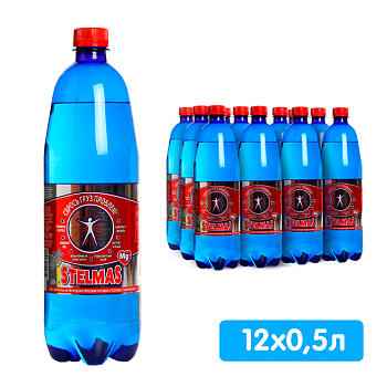 Вода Stelmas Mg+ 0.5 литра, газ, пэт, 12 шт. в уп.