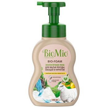Средство для мытья посуды BioMio BIO-FOAM пена для мытья посуды, овощей и фруктов Лемонграсс 350 мл