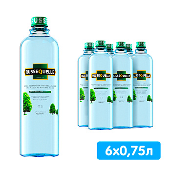 Вода RusseQuelle 0.75 литра, без газа, стекло, 6 шт. в уп.