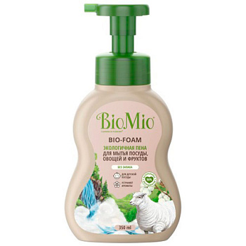 Средство для мытья посуды BioMio BIO-FOAM пена для мытья посуды, овощей и фруктов Без запаха 350 мл