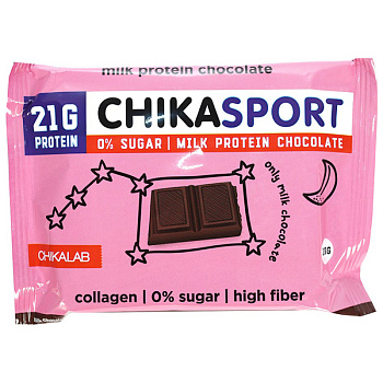 Шоколад протеиновый Chikalab Chika Sport молочный без сахара 100 гр