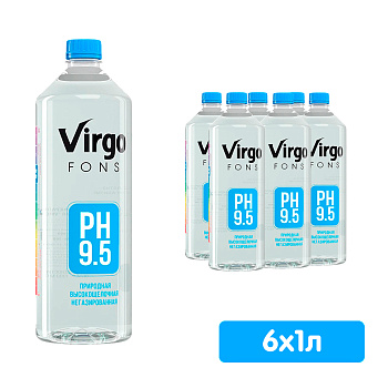 Вода минеральная Virgo fons 1 литр, без газа, пэт, 6 шт. в уп.