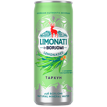 Напиток Limonati by Borjomi тархун, газ, ж/б, 0,33 литра, 12 шт. в уп.