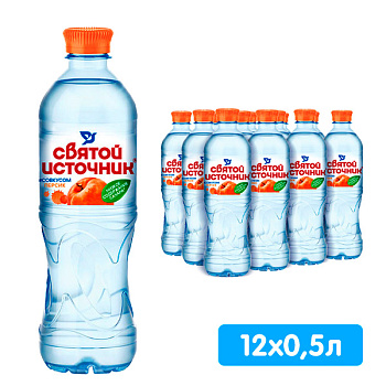 Вода Святой Источник со вкусом персика 0.5 литра, без газа, пэт, 12 шт. в уп.