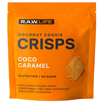 Печенье криспы R.A.W. LIFE кокос-карамель без глютена и сахара 35 гр