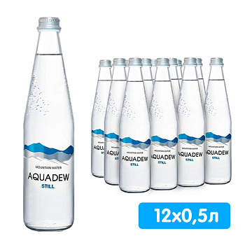 Вода Aqua Dew 0.5 литра, без газа, стекло, 12 шт. в уп.