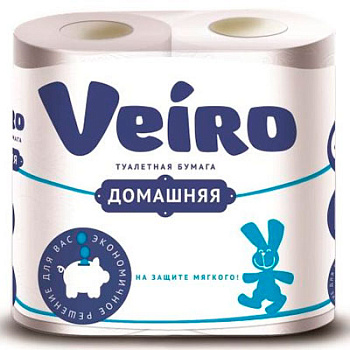 Туалетная Бумага Veiro Домашняя белая 2 слоя (4 шт)
