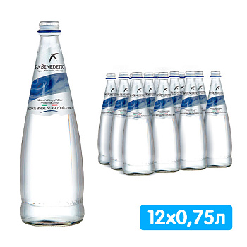 Вода San Benedetto 0.75 литра, газ, стекло, 12 шт. в уп.