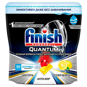 Средство для посудомоечных машин Quantum Ultimate Лимон 30 таб