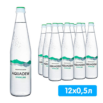 Вода Aqua Dew 0.5 литра, газ, стекло, 12 шт. в уп.