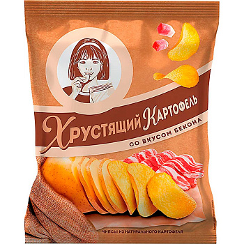 Чипсы Хрустящий картофель в ломтиках со вкусом бекона 70 гр