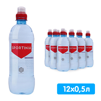 Вода Sportinia О2 Energy 0.5 литра, спорт, без газа, пэт, 12 шт. в уп.