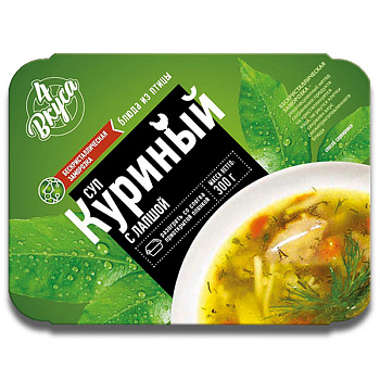 Суп 4 Вкуса куринный с лапшой замороженный 300 гр