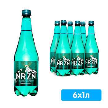 Вода NRZN 1 литр, газ, пэт, 6 шт. в уп.